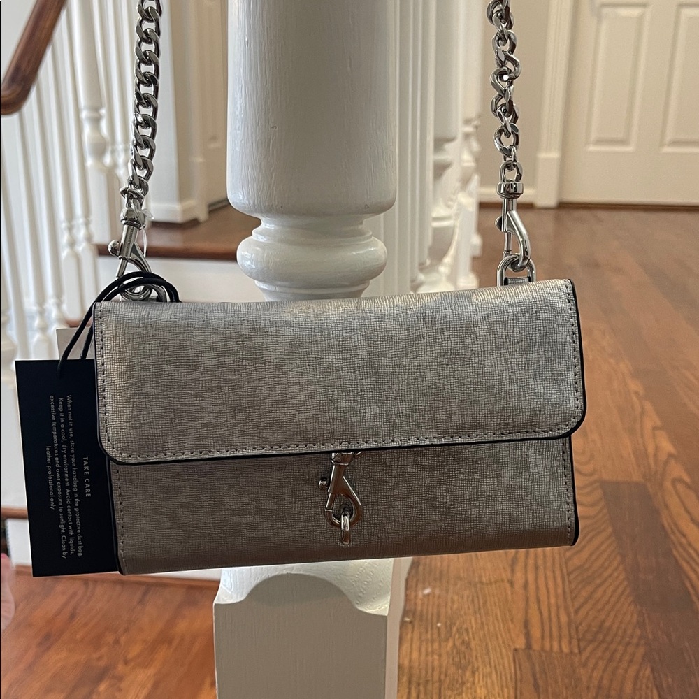 Rebecca Minkoff Silver Crossbody Bag with Chain